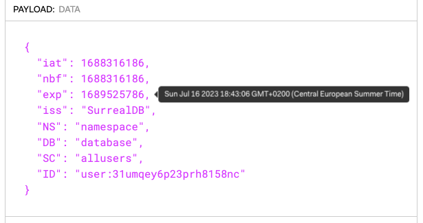 Jwt token payload